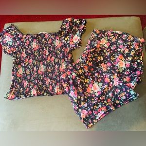 Girls Floral Shorts Set